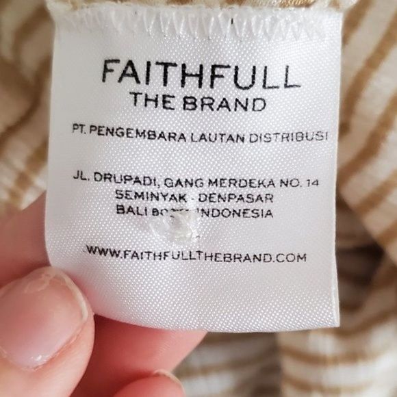 Faithfull the Brand Cream and Tan Striped Midi Dress - Picture 12 of 13